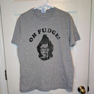 A Christmas Story Ralphie Tee T Shirt Mens' Size Large Gray OH FUDGE EUC